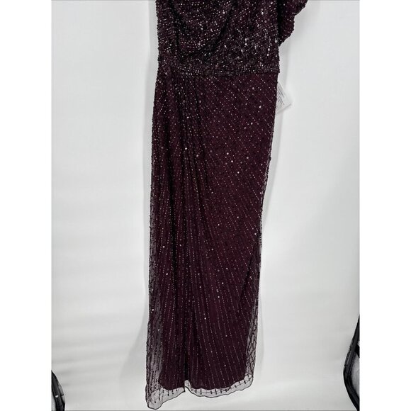 SOLD Mac Duggal Size 8 Purple 5622 EMBELLISHED PUFF ONE SHOULDER Formal GOWN - Picture 6 of 11